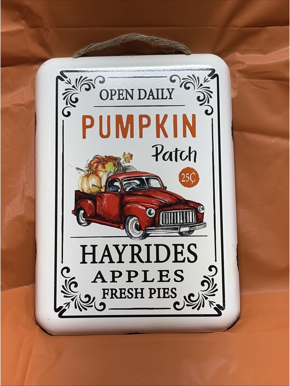 Hanging rustic Fall Farmhouse Pumpkin Patch Sign vintage red truck pumpkin decor